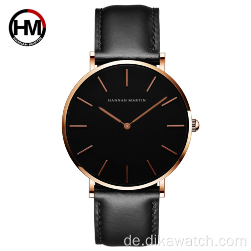 Hannah Martin CH02 Herrenuhr Top-Marke Luxus Life Wasserdichte Quarz-Armbanduhr Fashine Leder Business Jungen Uhren